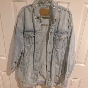 American Eagle distressed oversized boyfriend denim jacket